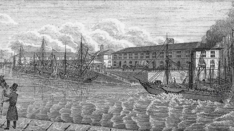 Freihafen von Mannheim um 1860