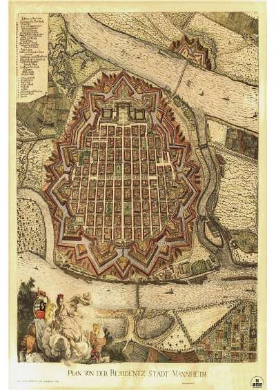 Illustration: Plan der Residenzstadt Mannheim im Jahr 1758